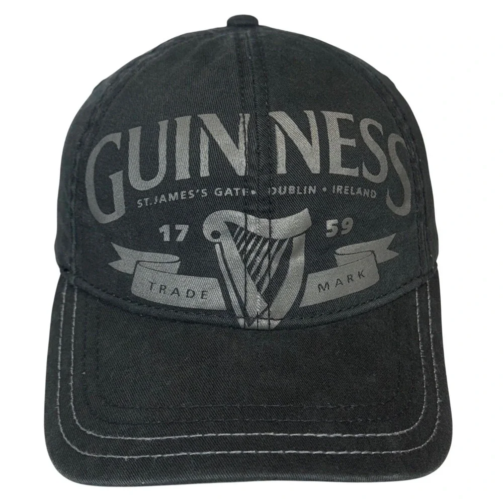 Guinness Baseball Cap OSFM Black St James Gate Dublin Harp Snapback‎ Hat